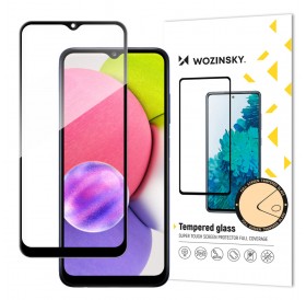 Wozinsky Tempered Glass Full Glue Super Tough Screen Protector Full Coveraged with Frame Case Friendly for Samsung Galaxy A03s black