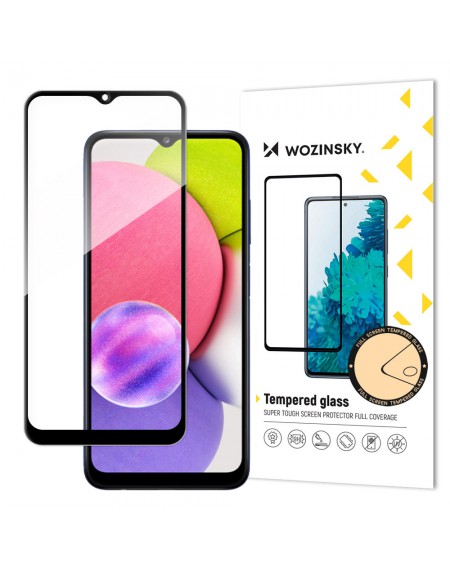 Wozinsky Tempered Glass Full Glue Super Tough Screen Protector Full Coveraged with Frame Case Friendly for Samsung Galaxy A03s black