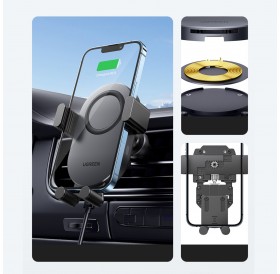 Ugreen Car Qi Wireless Charger 15W Car Phone Holder on Ventilation Grille Black (40118 CD256)