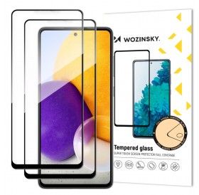 Wozinsky 2x Tempered Glass Full Glue Super Tough Screen Protector Full Coveraged with Frame Case Friendly for Samsung Galaxy A72 4G black