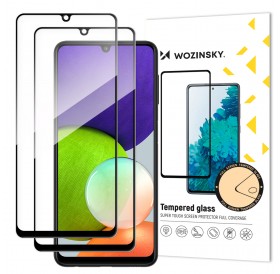 Wozinsky 2x Tempered Glass Full Glue Super Tough Screen Protector Full Coveraged with Frame Case Friendly for Samsung Galaxy A22 4G black