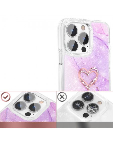 Kingxbar Epoxy Series case cover with original Swarovski crystals iPhone 13 Pro Max marble