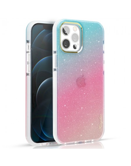 Kingxbar Ombre Series colorful glitter case for iPhone 13 Pro Blue-pink