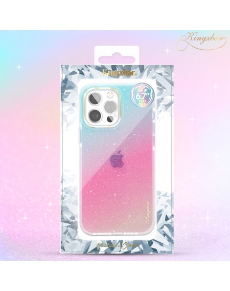 Kingxbar Ombre Series colorful glitter case for iPhone 13 Pro Blue-pink