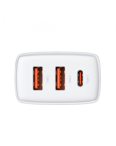 [RETURNED ITEM] Baseus Compact quick charger USB Type C / 2x USB 30W 3A Power Delivery Quick Charge white (CCXJ-E02)