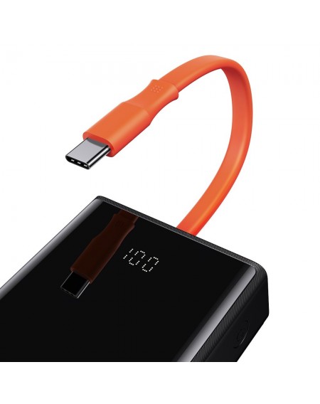 Baseus Elf power bank 20000mAh 65W 2x USB / USB Type C / built-in USB Type C Power Delivery Quick Charge cable black (PPJL000001)