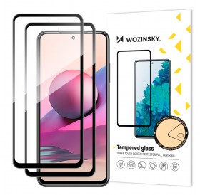 Wozinsky 2x Tempered Glass Full Glue Super Tough Screen Protector Full Coveraged with Frame Case Friendly for Xiaomi Redmi Note 10 / Redmi Note 10S / Redmi Note 11 Global / Redmi Note 11S Global black