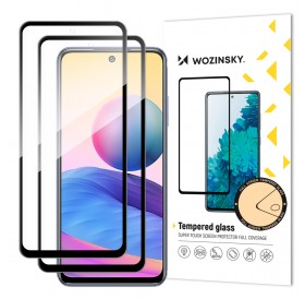 Wozinsky 2x Tempered Glass Full Glue Super Tough Screen Protector Full Coveraged with Frame Case Friendly for Xiaomi Redmi Note 10 5G / Poco M3 Pro black