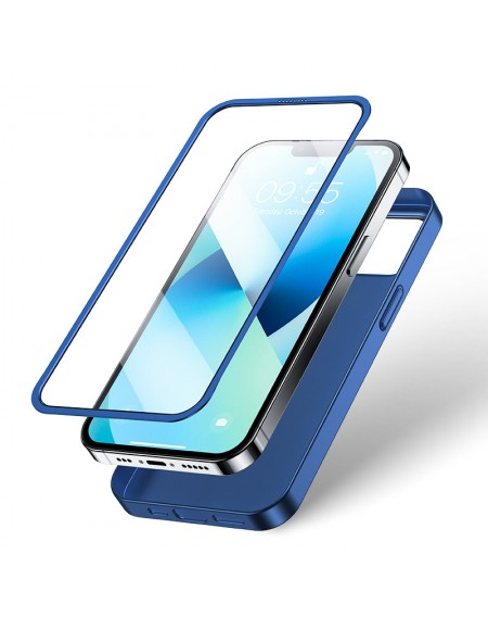 Joyroom 360 Full Case front and back cover for iPhone 13 + tempered glass screen protector blue (JR-BP927 blue)