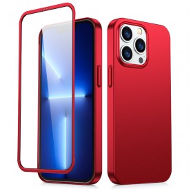 Joyroom 360 Full Case front and back cover for iPhone 13 Pro Max + tempered glass screen protector red (JR-BP928 red)