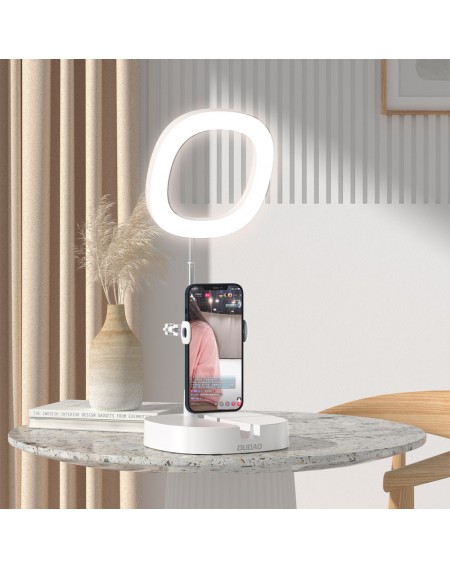 Dudao Lamp LED Ring Flash Tripod Kit for Live Streaming Videos YouTube TikTok Instagram Phone Holder for Selfie Ring Light White (F16)