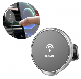 Dudao 15W Qi Wireless Car Charger for iPhone (Series 12 and Newer) MagSafe Compatible Magnetic Ventilation Grille Holder Black (F13XS black)