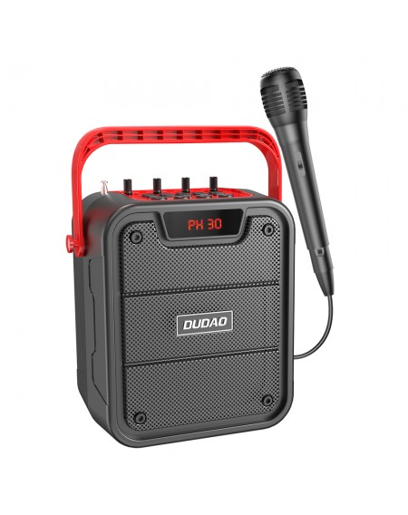 Dudao Bluetooth 5.0 Wireless Speaker 10W 4800mAh Microphone Karaoke System Black (Y15s-black)