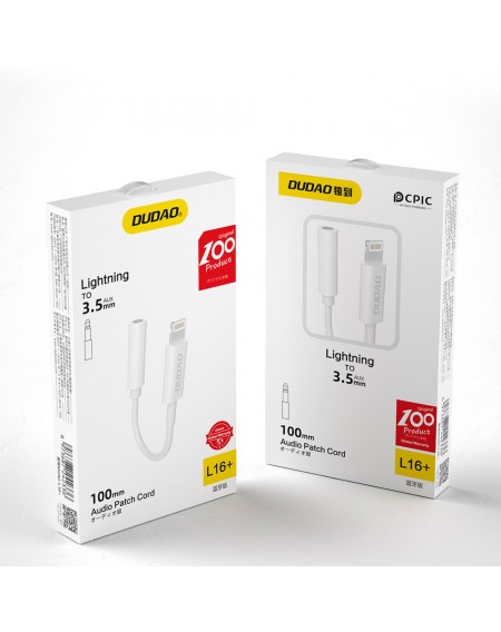 Dudao Adapter Headphone Adapter Lightning (male) to 3.5mm mini jack (female) 10cm white (L16 + white)
