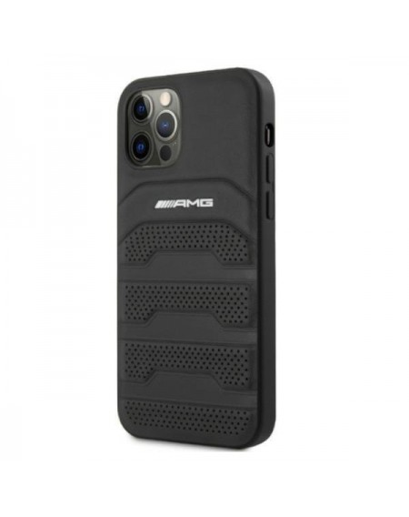 AMG AMHCP12LGSEBK iPhone 12 Pro Max 6,7" czarny/black hardcase Leather Debossed Lines