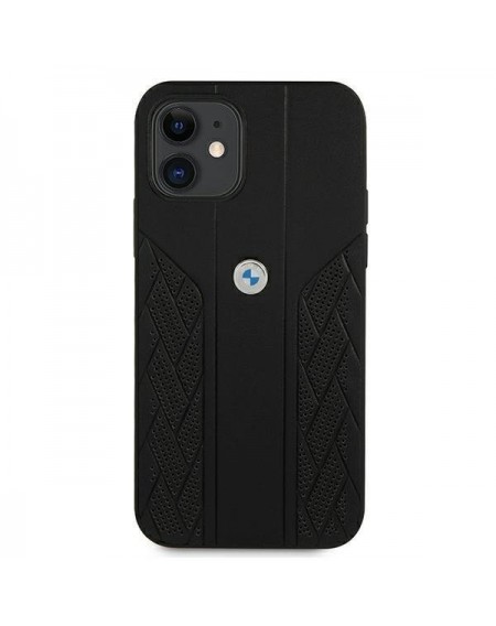 Etui BMW BMHCP12SRSPPK iPhone 12 mini 5,4" czarny/black hardcase Leather Curve Perforate