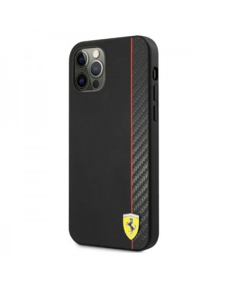 Ferrari FESAXHCP12MBK iPhone 12/12 Pro 6,1" czarny/black hardcase On Track Carbon Stripe