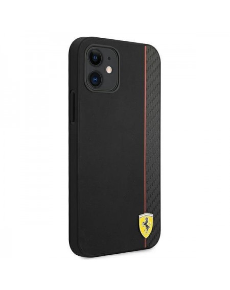 Ferrari FESAXHCP12SBK iPhone 12 mini 5,4" czarny/black hardcase On Track Carbon Stripe