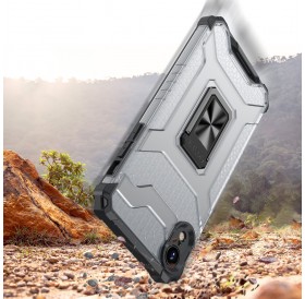 Crystal Ring Case Kickstand Tough Rugged Cover for iPhone XR black