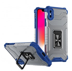 Crystal Ring Case Kickstand Tough Rugged Cover for iPhone XS / iPhone X blue