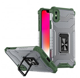 Crystal Ring Case Kickstand Tough Rugged Cover for iPhone XS / iPhone X green