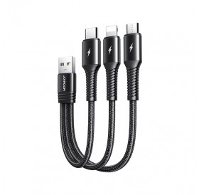 Joyroom 3in1 short cable USB cable - Lightning / USB Type C / micro USB 3.5A 15cm black (S-01530G9 LCM black)