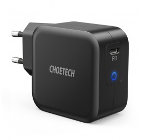Choetech travel wall charger GaN USB Type C 60W Power Delivery + USB Type C - USB Type C cable 1,8m black (Q6006)