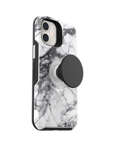 OtterBox Symmetry POP - protective case with PopSockets for iPhone 12 mini (white marble)