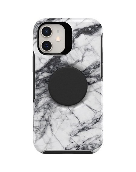 OtterBox Symmetry POP - protective case with PopSockets for iPhone 12 mini (white marble)