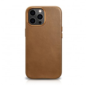 iCarer Leather Oil Wax Genuine Leather Case for iPhone 13 Pro brown (MagSafe compatible) (WMI1303-BN)