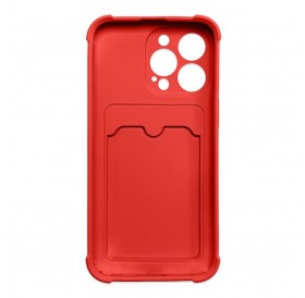 Card Armor Case Pouch Cover for iPhone 13 Mini Card Wallet Silicone Air Bag Armor Red