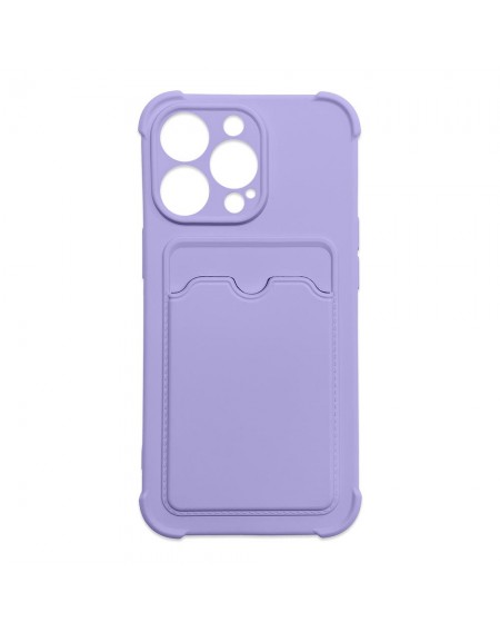 Card Armor Case Pouch Cover for iPhone 13 Pro Card Wallet Silicone Air Bag Armor Case Purple