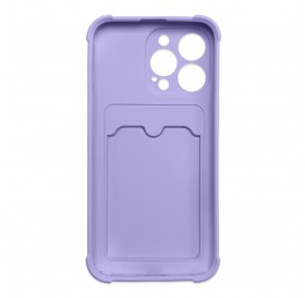 Card Armor Case Pouch Cover for iPhone 13 Pro Card Wallet Silicone Air Bag Armor Case Purple