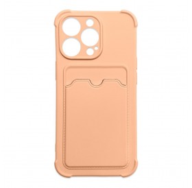 Card Armor Case Pouch Cover for iPhone 13 Pro Card Wallet Silicone Armor Air Bag Cover Pink