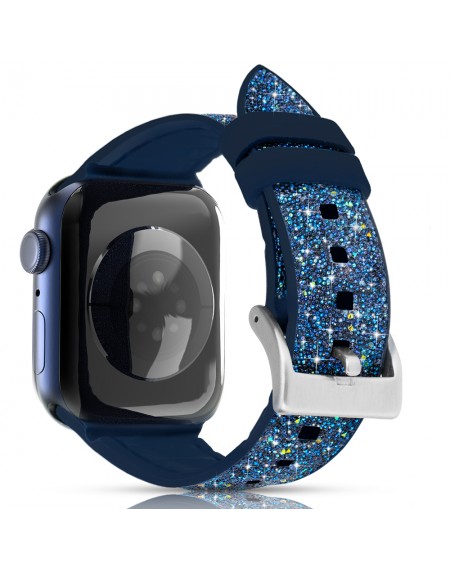 Kingxbar Crystal Fabric Band Strap Watch Bracelet 6 / SE / 5/4/3/2 (40mm / 38mm) Silicone Strap Crystal Band Blue