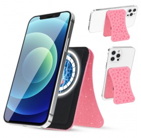 Kingxbar Magnetic Pocket Magnetic Wallet for iPhone 12/13 (Pro / Max / Mini) Stand Compatible with MagSafe Credit Card Holder Pink