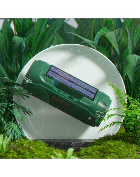 Dudao Wireless Bluetooth 5.0 Speaker 5W 1200mAh FM Radio Solar Panel Green (Y1XS-green)