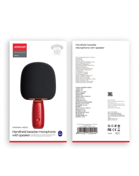 Joyroom wireless karaoke microphone with Bluetooth 5.0 speaker 2500mAh red (JR-K3 red)