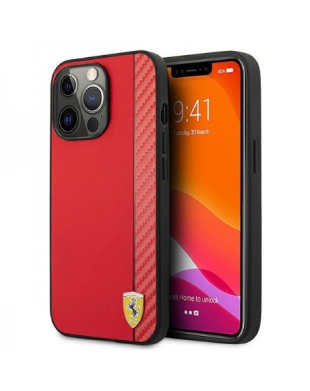 Ferrari FESAXHCP13LRE iPhone 13 Pro/13 6,1" czerwony/red hardcase On Track Carbon Stripe