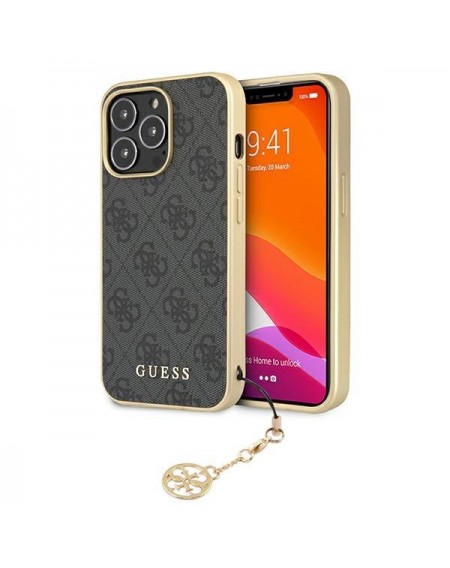 Guess GUHCP13LGF4GGR iPhone 13 Pro / 13 6,1" szary/grey hardcase 4G Charms Collection
