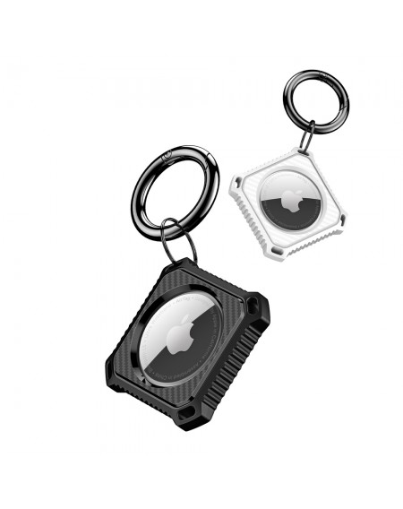 Dux Ducis 2x Case for AirTag Safe Gel Cover for Locator Key Chain Pendant White / Black