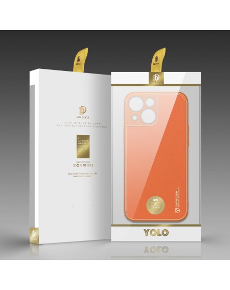 Dux Ducis Yolo elegant case made of soft TPU and PU leather for iPhone 13 mini orange