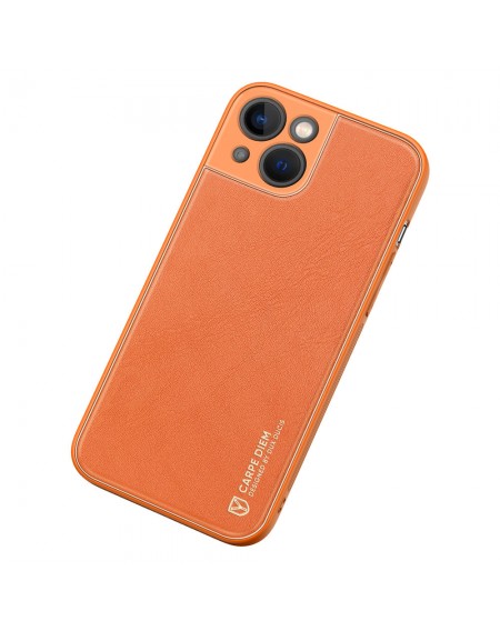 Dux Ducis Yolo elegant case made of soft TPU and PU leather for iPhone 13 mini orange