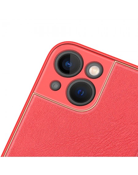 Dux Ducis Yolo elegant case made of soft TPU and PU leather for iPhone 13 mini red