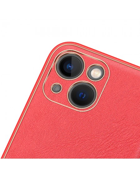 Dux Ducis Yolo elegant case made of soft TPU and PU leather for iPhone 13 red