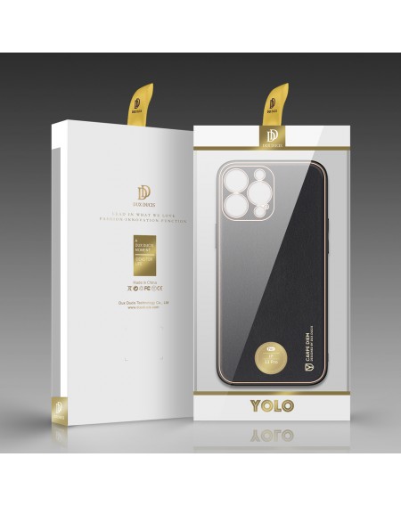 Dux Ducis Yolo elegant case made of soft TPU and PU leather for iPhone 13 Pro black