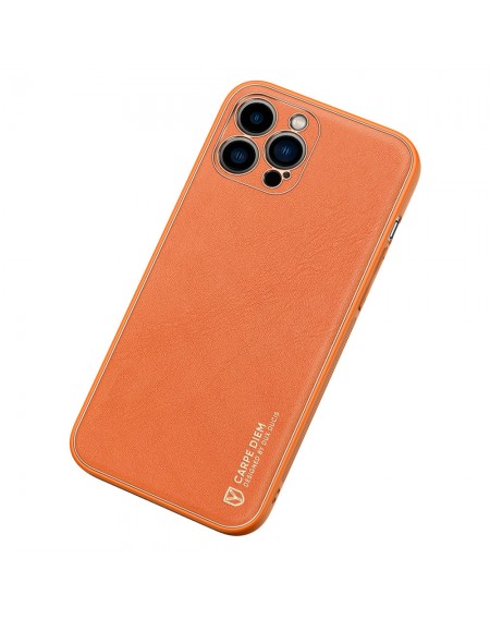 Dux Ducis Yolo elegant case made of soft TPU and PU leather for iPhone 13 Pro orange