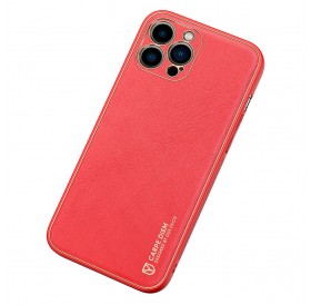 Dux Ducis Yolo elegant case made of soft TPU and PU leather for iPhone 13 Pro Max red