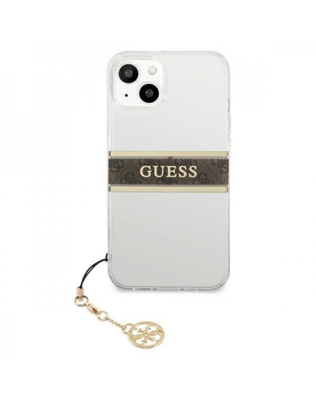 Guess GUHCP13SKB4GBR iPhone 13 mini 5,4" Transparent hardcase 4G Brown Strap Charm