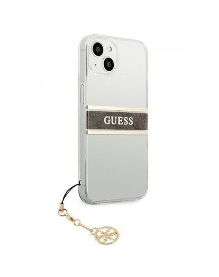 Guess GUHCP13SKB4GBR iPhone 13 mini 5,4" Transparent hardcase 4G Brown Strap Charm